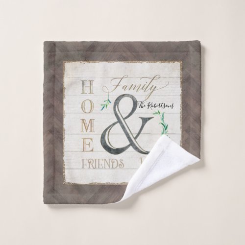 Rustic Family Name Home Farmhouse Shiplap Wood Bath Towel Set