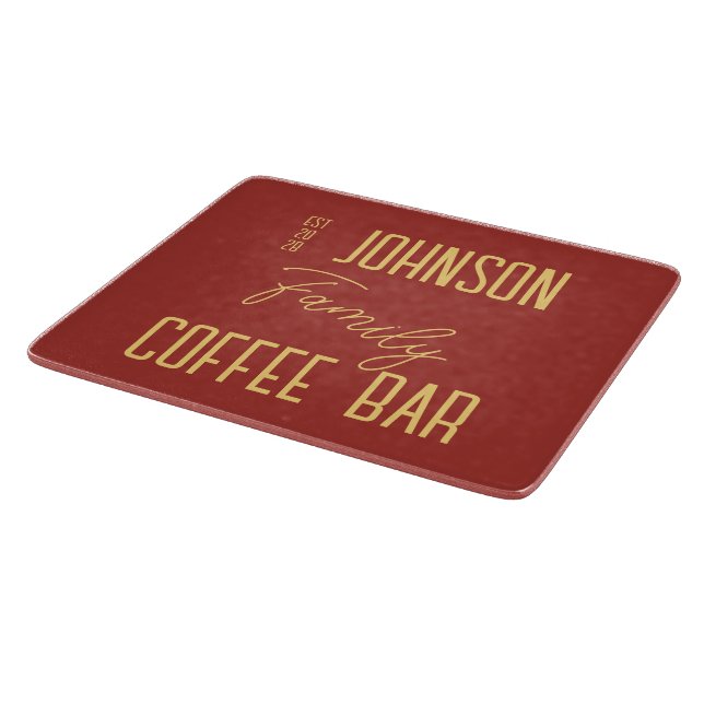Rustic Family Name Kitchen Coffee Bar Cutting Board (Corner)