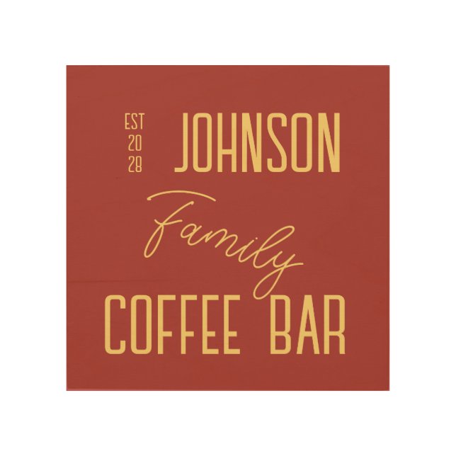 Rustic Family Name Kitchen Coffee Wood Wall Art (Front)