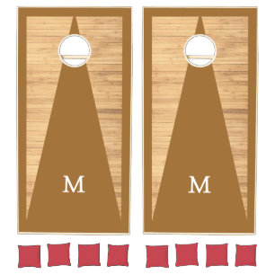 Rustic Family Name Monogram Cornhole Set