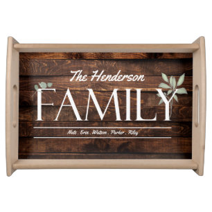 Rustic Family Name Monogrammed Housewarming Serving Tray