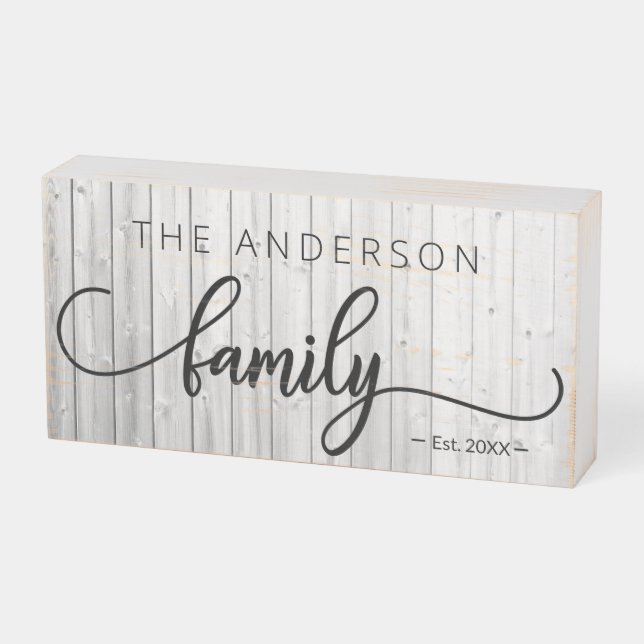 Rustic Family Name Personalized Distressed Wood Wooden Box Sign (Angled Horizontal)