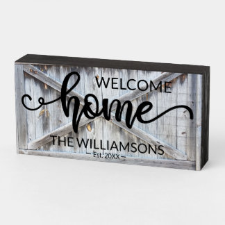 Rustic Family Name Welcome Home Personalized Wood Wooden Box Sign