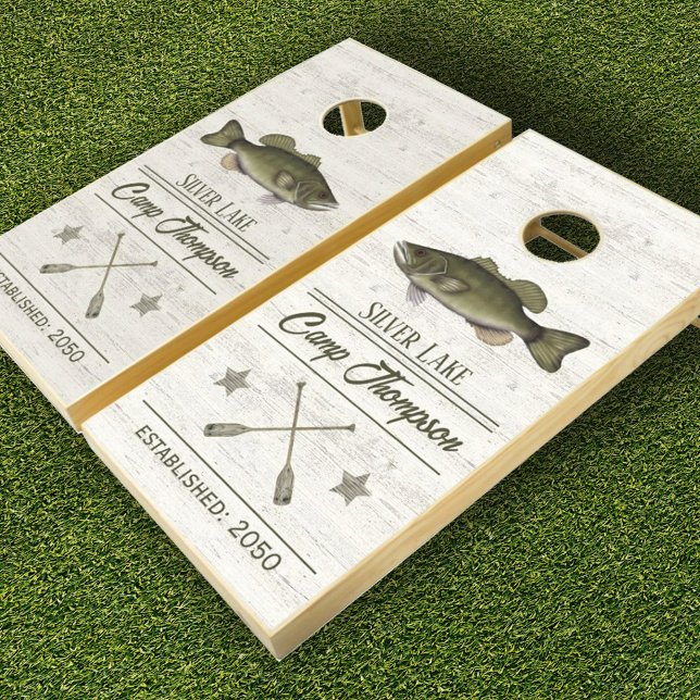 Rustic Family Personalized Fish Lake House Cornhole Set (Creator Uploaded)