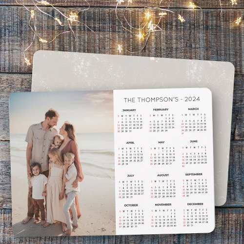 Rustic Family Photo 2024 Calendar 12 Month  Holiday Card