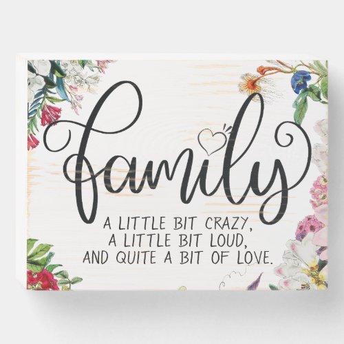 Rustic Family Quote Home Decor Sign Floral Wood