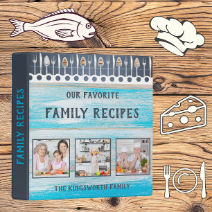 Rustic Family recipes cook book personalized photo 3 Ring Binder