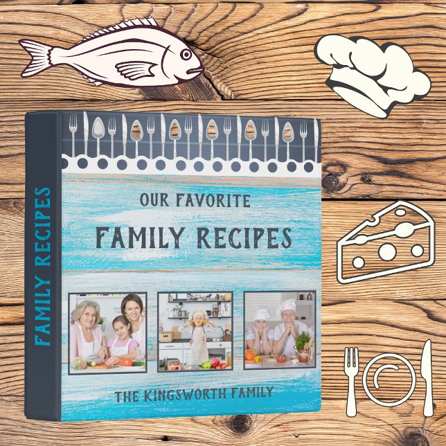 Rustic Family recipes cook book personalized photo 3 Ring Binder (Creator Uploaded)