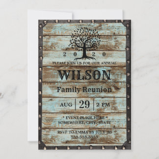 Rustic Family Reunion Barn Wood Family Tree Invitation
