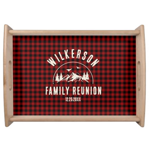 Rustic Family Reunion Cabin Retro Red Plaid Serving Tray