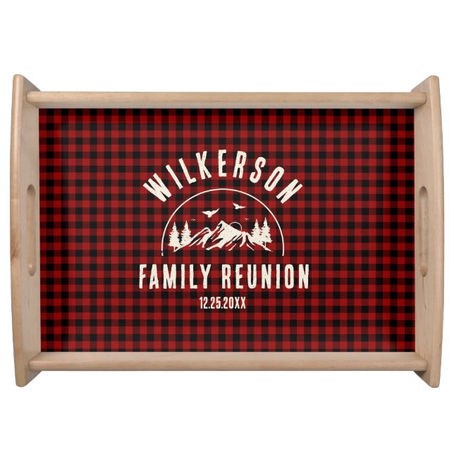 Rustic Family Reunion Cabin Retro Red Plaid Serving Tray (Front)