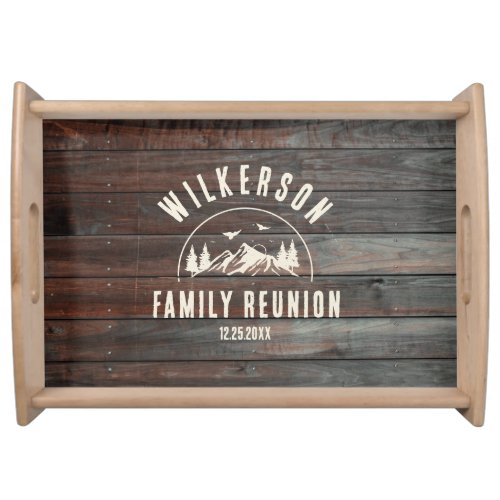 Rustic Family Reunion Cabin Retro Wood Serving Tray