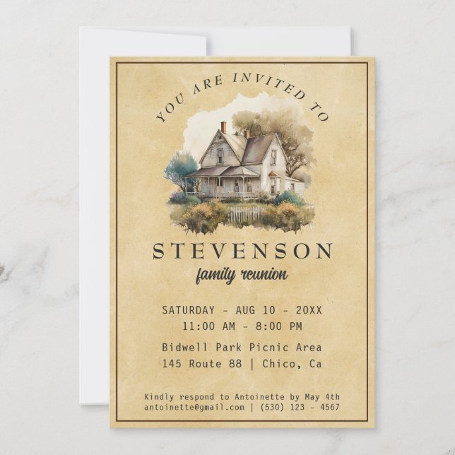 Rustic Family Reunion  Invitation (Front)