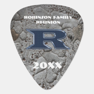 Rustic Family Reunion Keepsake Letter R Monogram Guitar Pick