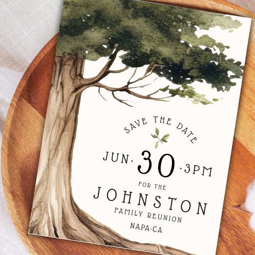 Rustic Family Reunion Party Save the Date Tree  Postcard