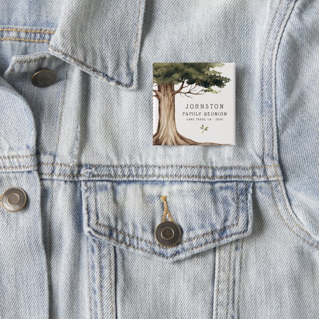 Rustic Family Reunion Picnic Vintage Tree   Button (In Situ)