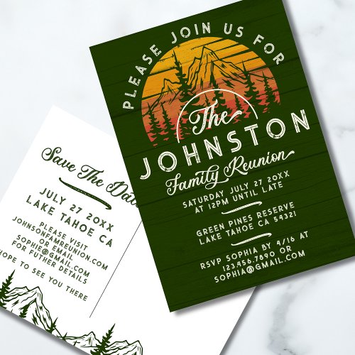 Rustic Family Reunion Save the Date Retro Sunset Postcard