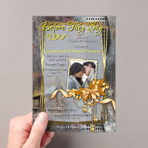 Rustic Family Stone Cabin Acrylic Invitations