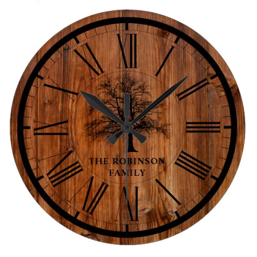 Rustic Family Tree | Country Large Clock