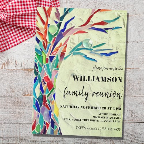 Rustic Family Tree Family Reunion Green Invitation