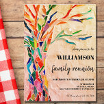 Rustic Family Tree Family Reunion Invitation Postcard<br><div class="desc">Invite your family for their Family Reunion with this rustic invitation postcard.
It features a colorful mosaic family tree on a beige background.
Easily customizable.
To edit further use the design tool to change the font,  the font size,  or color.
Original Mosaic © Michele Davies.</div>