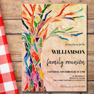 Rustic Family Tree Family Reunion Invitation Postcard