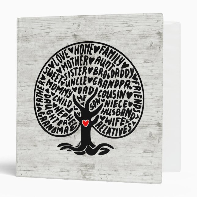 Rustic Family Tree Love Wood Photo Album Binder (Front/Inside)