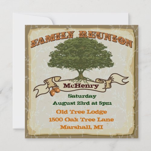 Rustic Family Tree Reunion Invitation