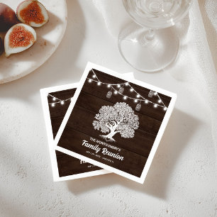 Rustic Family Tree String Lights Barbecue Reunion  Napkins