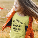 Rustic Family Trip Cabin Woods Retro T-Shirt<br><div class="desc">Rustic modern family trip t-shirt with a trendy forest mountain range design with pine trees,  woods,  and birds surrounded by your custom family name,  a personalizable name of the trip,  as well as the date of the vacation.</div>