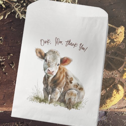 Rustic Farm Animal Cow  Favor Bag