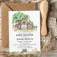 Rustic Farm Animal Gender Neutral Baby Shower Invitation