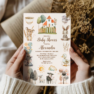 Rustic Farm Animal Gender Neutral Baby Shower Invitation