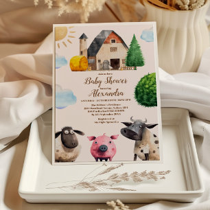 Rustic Farm Animal Gender Neutral Baby Shower Invitation