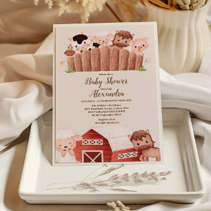 Rustic Farm Animal Gender Neutral Baby Shower Invitation