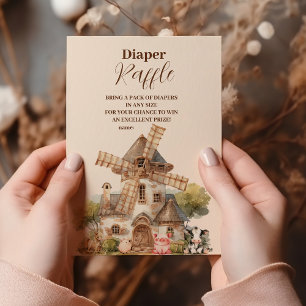 Rustic Farm Animal Gender Neutral Raffle Diapper Enclosure Card