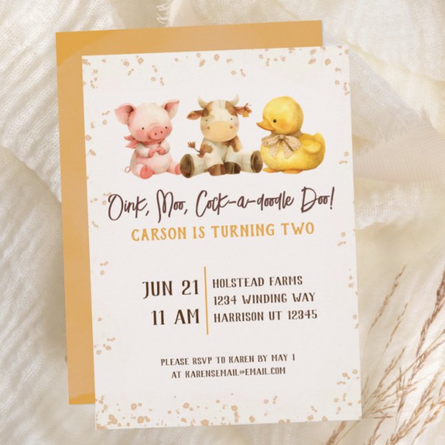 Rustic Farm Animal Second Birthday Invitation (Creator Uploaded)
