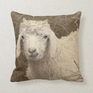 Rustic Farm Animal Sheep Throw Pillow