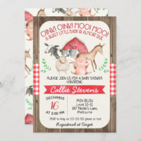 Rustic Farm Animals Baby Shower Invitation