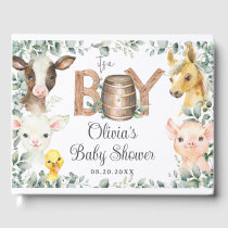 Rustic Farm Animals Barn Greenery Boy Baby Shower  Guest Book