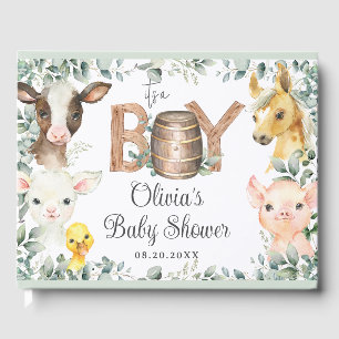 Rustic Farm Animals Barn Greenery Boy Baby Shower  Guest Book