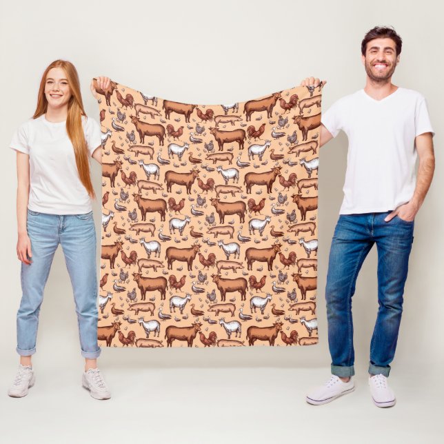 Rustic Farm Animals Fleece Blanket (In Situ)