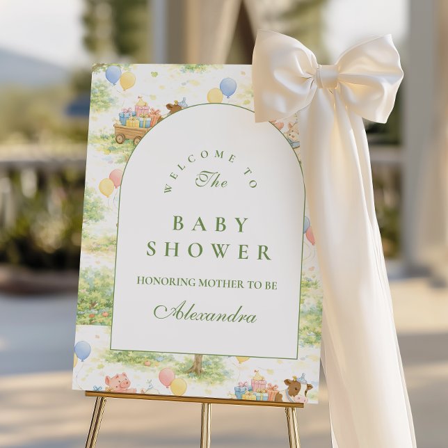 Rustic Farm Animals Pastel Baby Shower Foam Board (Creator Uploaded)