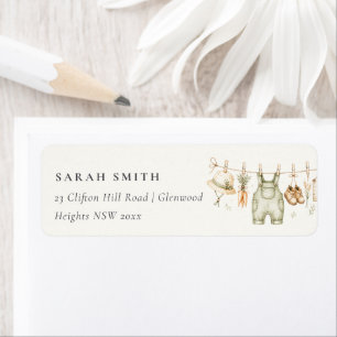 Rustic Farm Baby Clothesline Watercolor Address Label