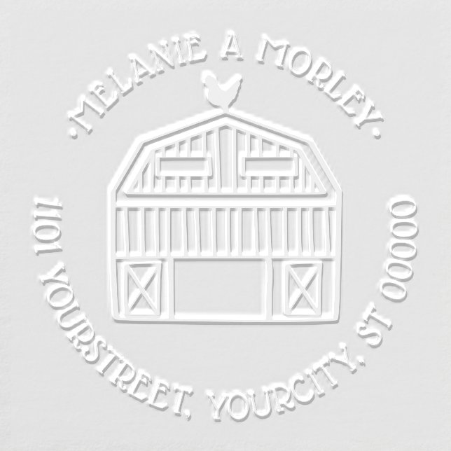 Rustic Farm Barn with Weathervane Name Address Embosser (Design)