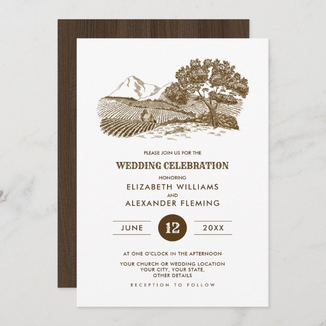 Rustic | Farm | Barn Wood Wedding Invitations (Front/Back)