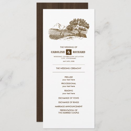 Rustic Farm Barn Wood Wedding Program