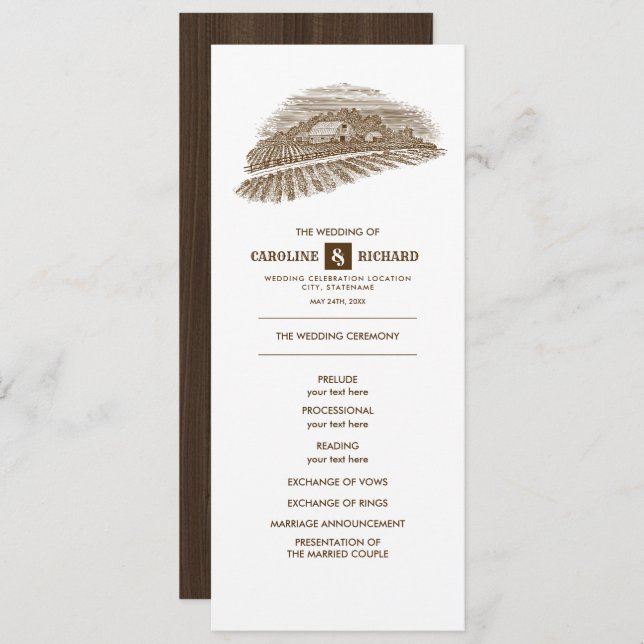 Rustic Farm, Barn Wood Wedding Program (Front/Back)