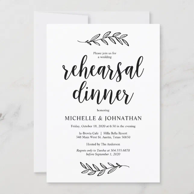 Rustic Farm Black Script, Wedding Rehearsal Dinner Invitation | Zazzle