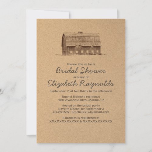 Rustic Farm Bridal Shower Invitations